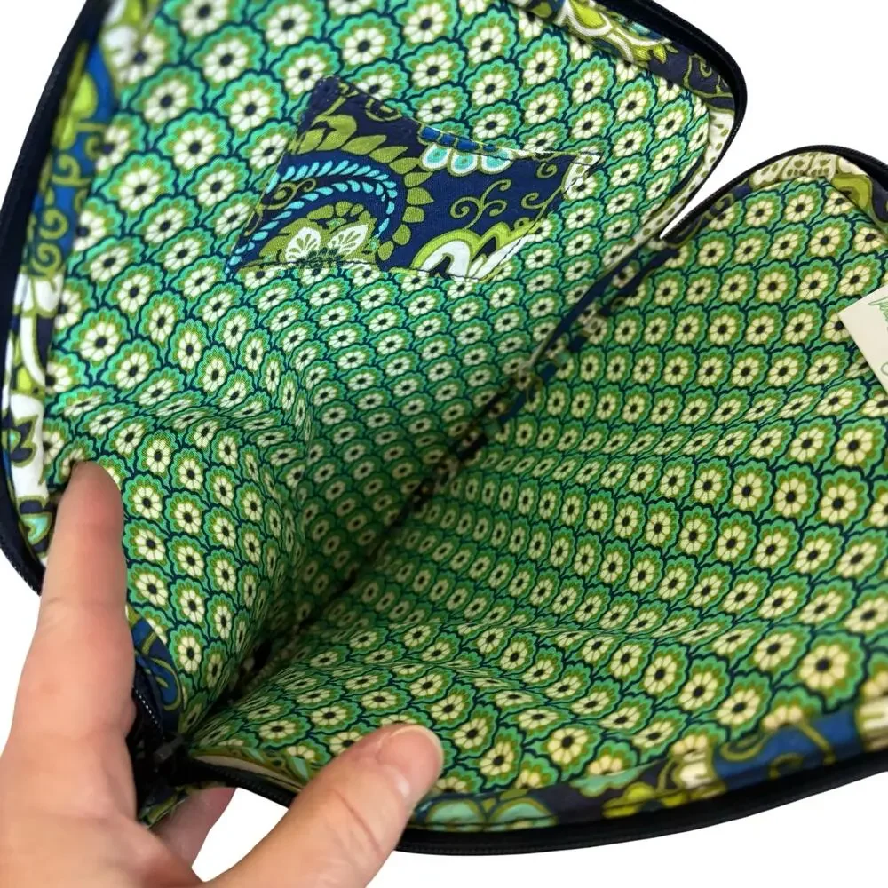 Vera Bradley quilted cotton zip around tablet cover computer case blue green